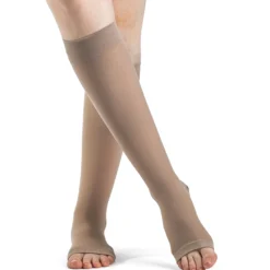 Dynaven Opaque Knee High 15-20 mmHg, Open Toe w/ Silicone Top