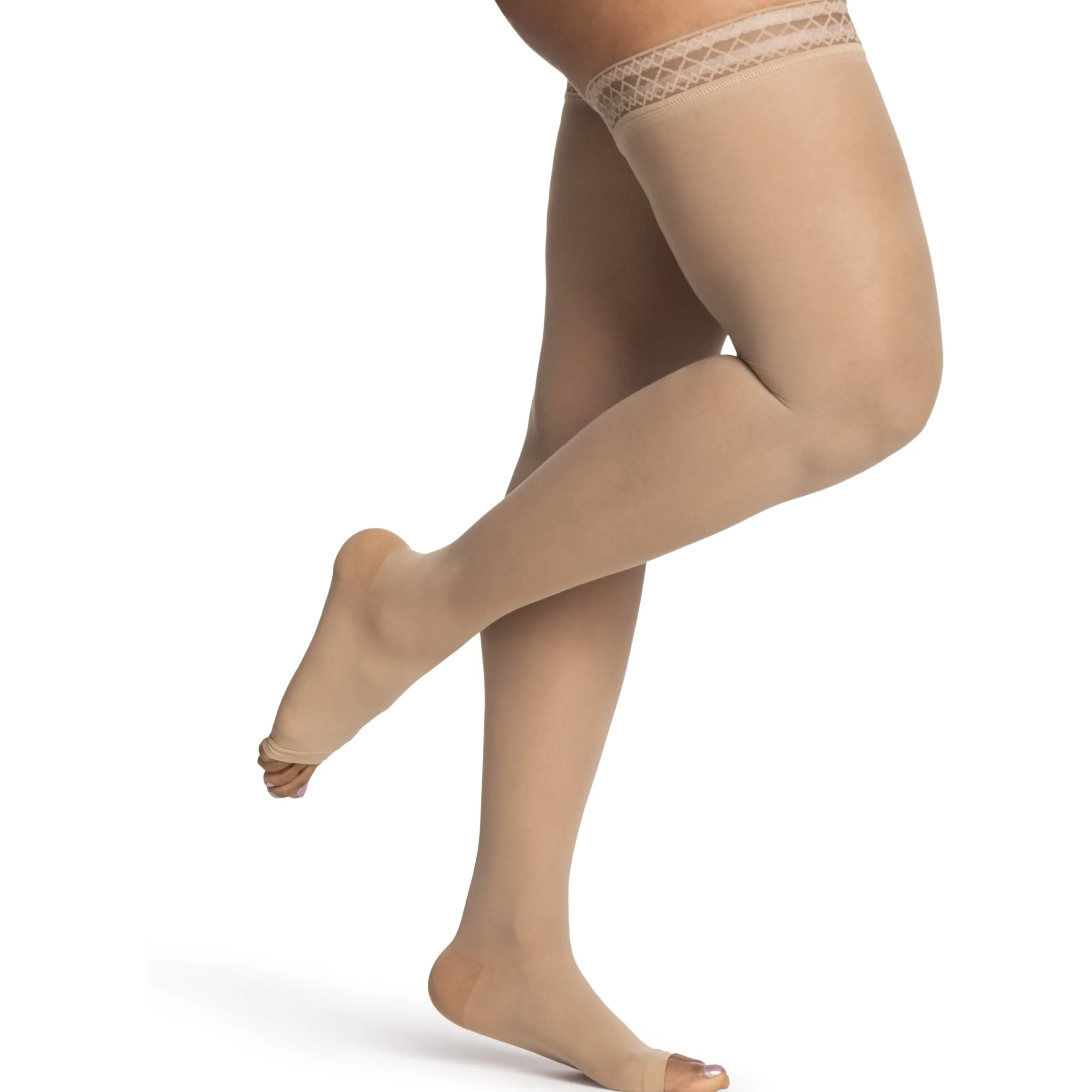 Dynaven Sheer Women's Thigh High 15-20 mmHg, Open Toe