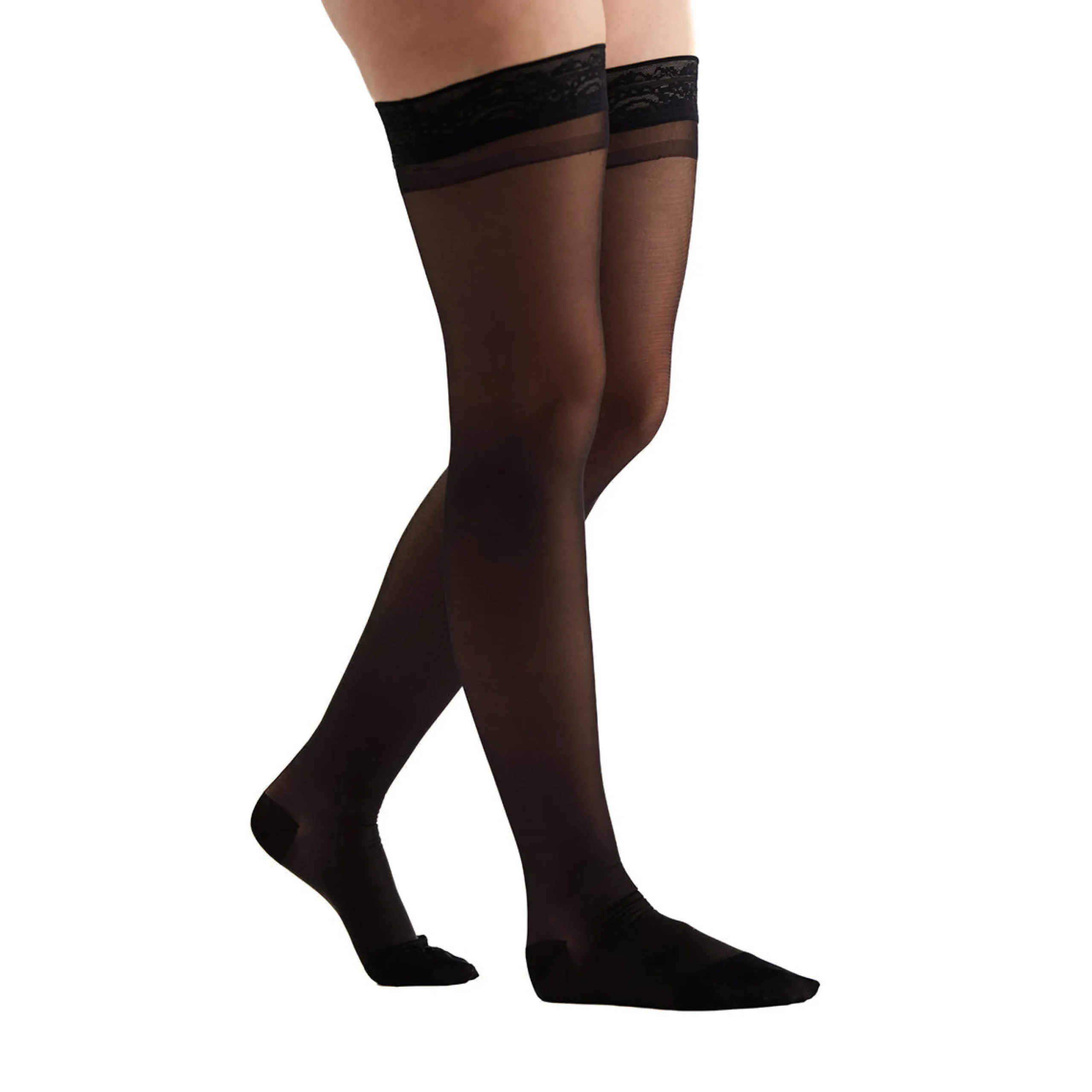 EvoNation Everyday Sheer 20-30 mmHg Thigh High w/ Lace Top Band