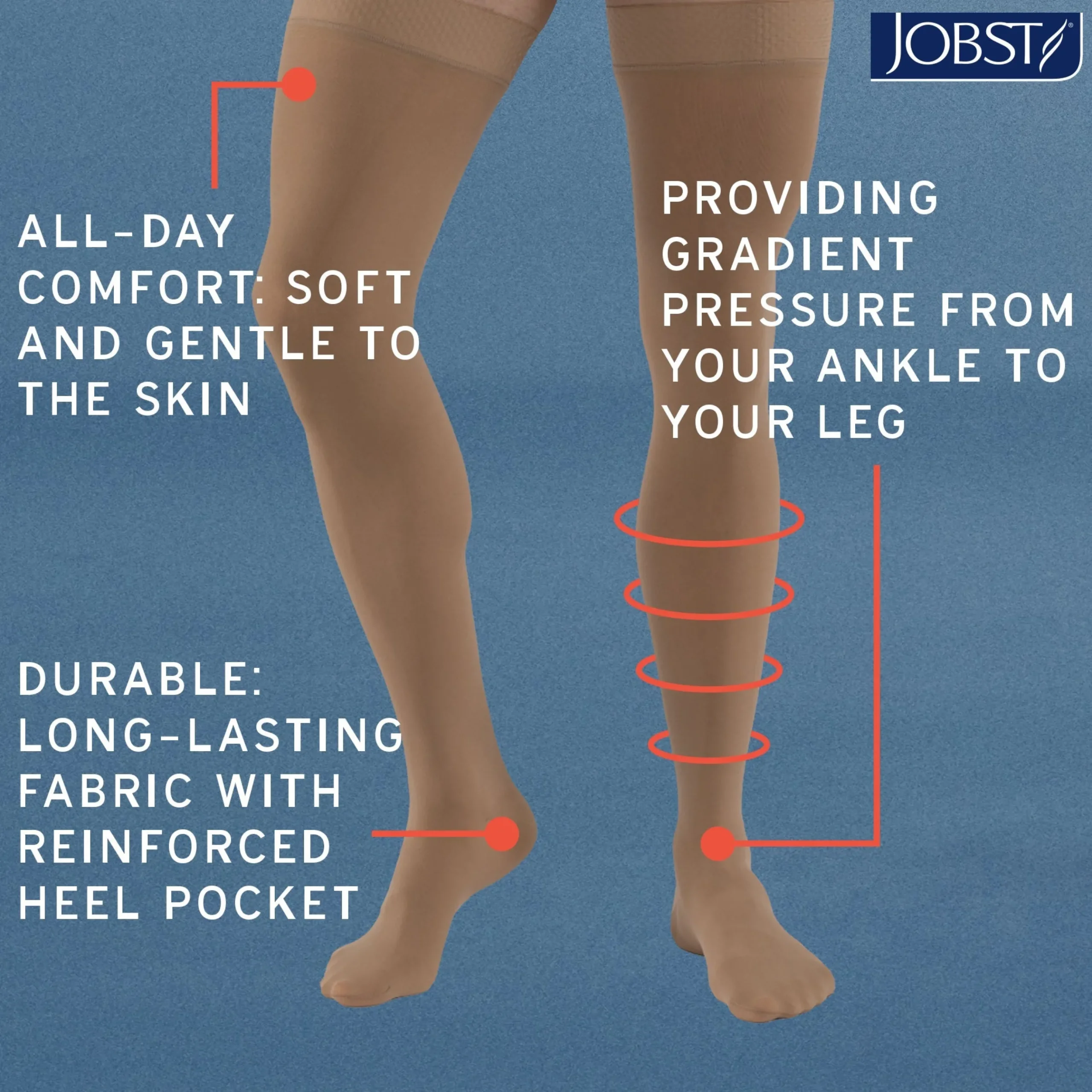 JOBST® Relief Thigh High 20-30 mmHg w/ Silicone Top Band, Open Toe