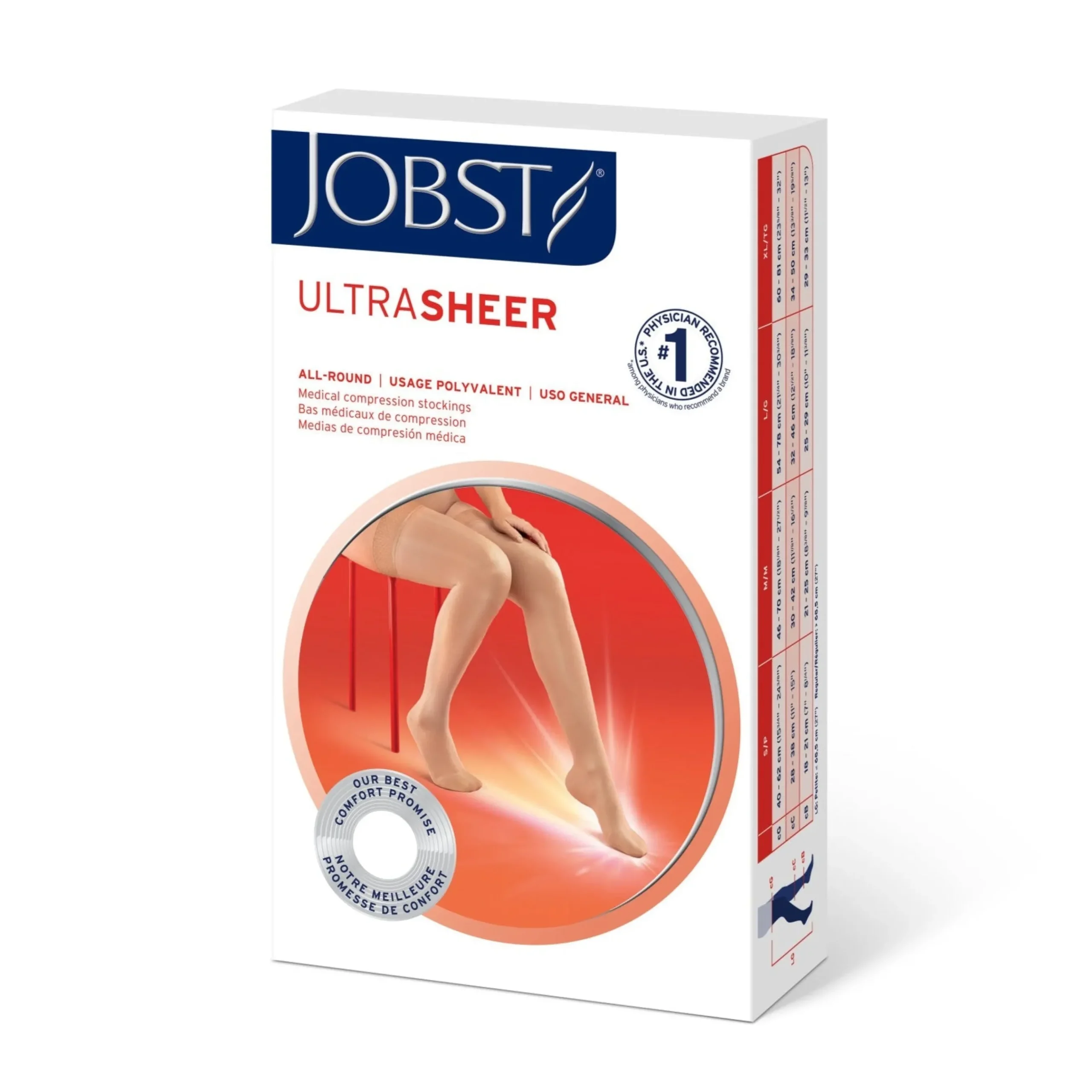 JOBST® UltraSheer Women's Thigh High 20-30 mmHg w/ Silicone Dotted Top Band, Open Toe