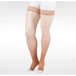 Juzo Naturally Sheer Thigh High 30-40 mmhg w/ Silicone Band, Open Toe