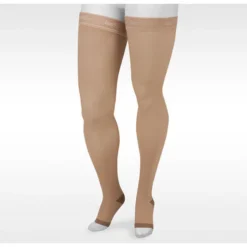 Juzo Soft Silver Thigh High 30-40 mmHg w/ Silicone Band, Open Toe