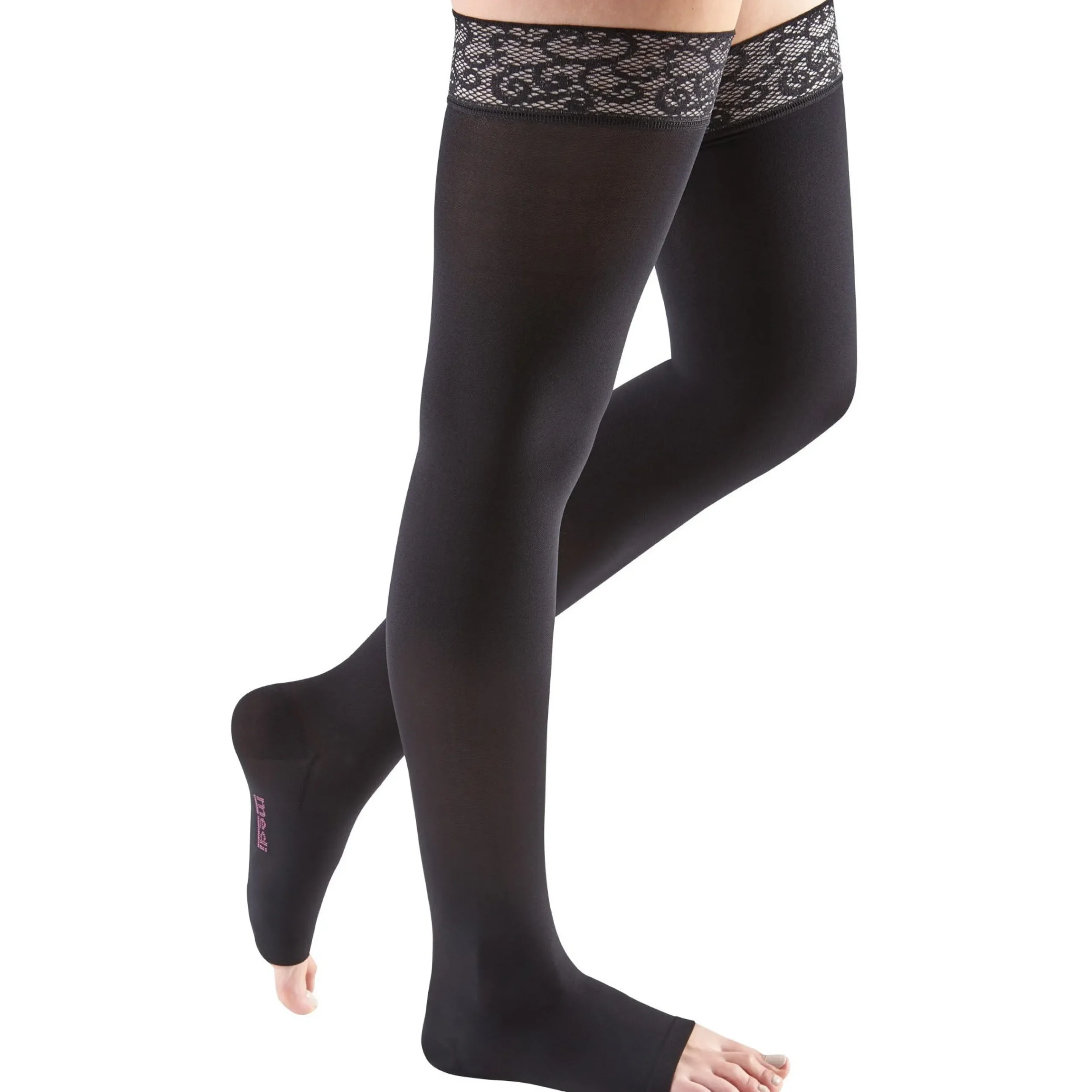 Mediven Comfort Thigh High 20-30 mmHg, Open Toe w/ Lace Silicone Top Band