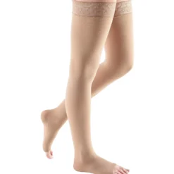 Mediven Comfort Thigh High 30-40 mmHg, Open Toe w/ Lace Silicone Top Band