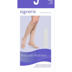 Sigvaris Natural Rubber Knee High 50-60 mmHg, Open Toe