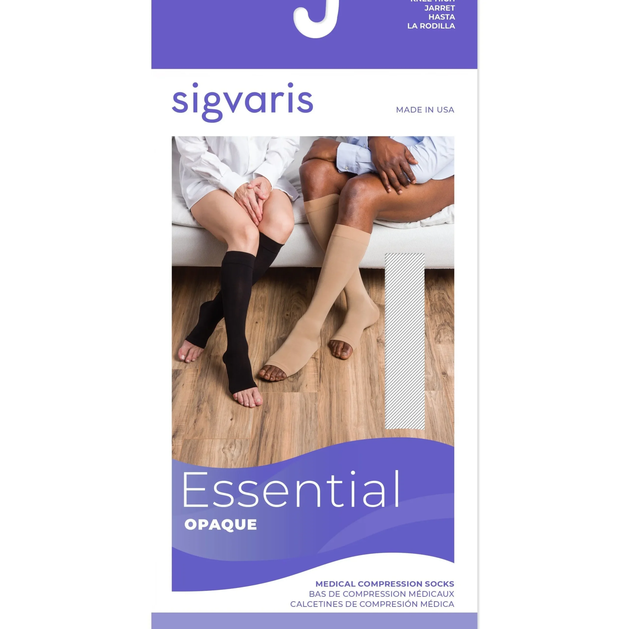 Sigvaris Opaque Knee High 30-40 mmHg, Open Toe