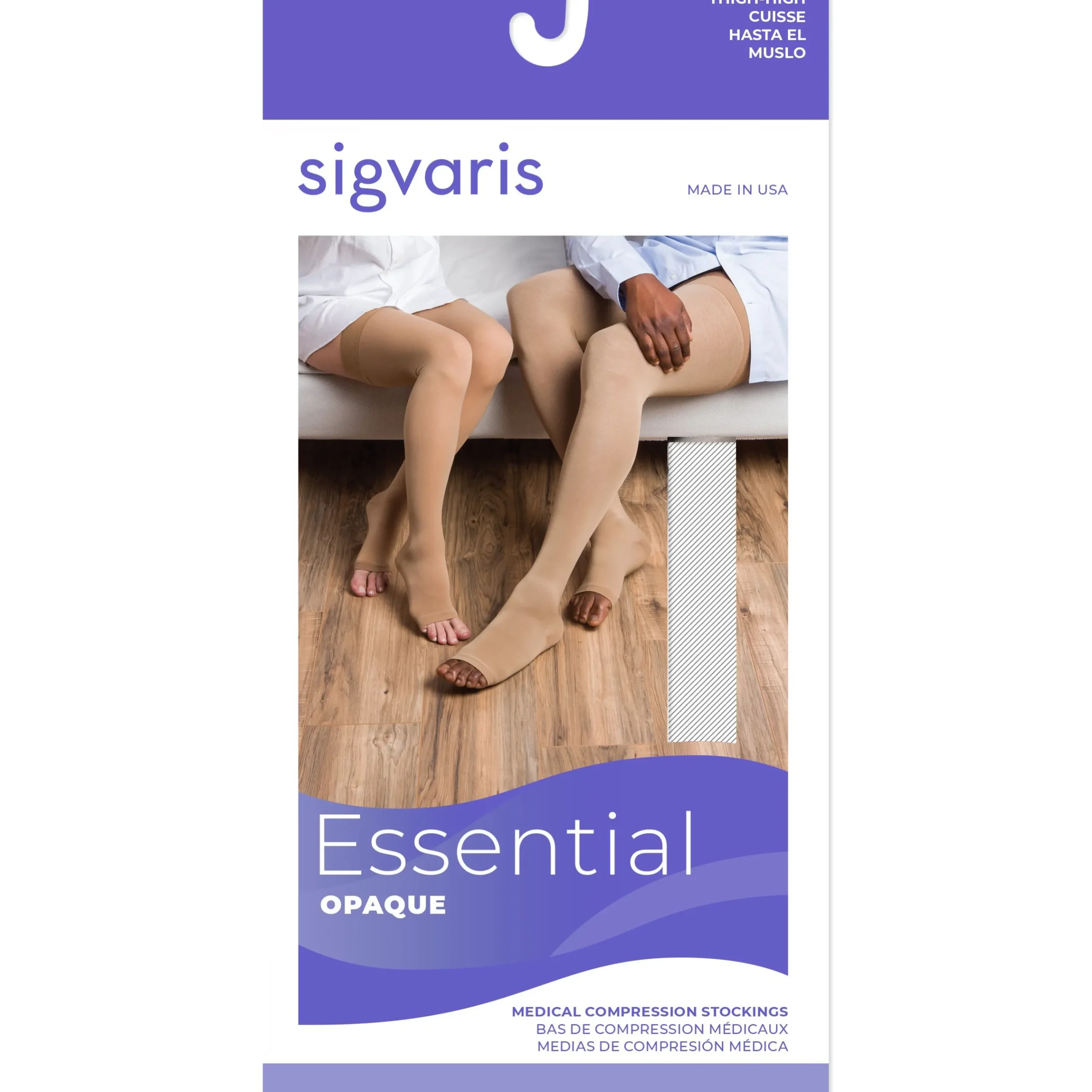 Sigvaris Opaque Thigh High 20-30 mmHg, Open Toe