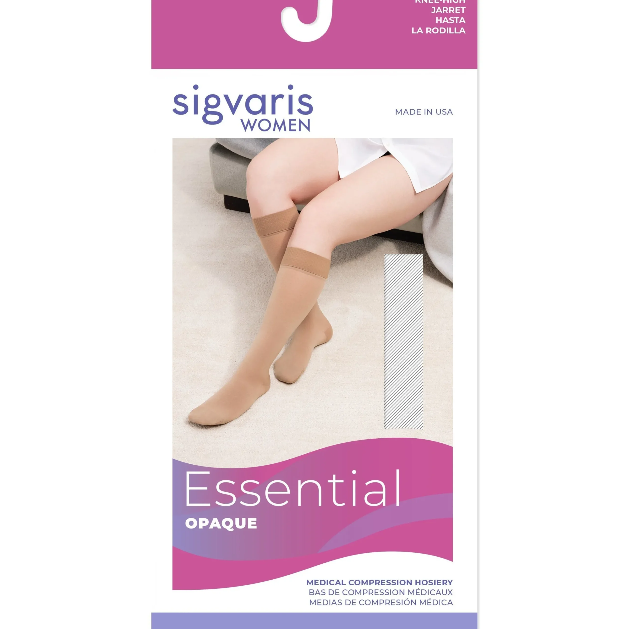 Sigvaris Opaque Women's Knee High 30-40 mmHg w/ Silicone Band Grip-Top