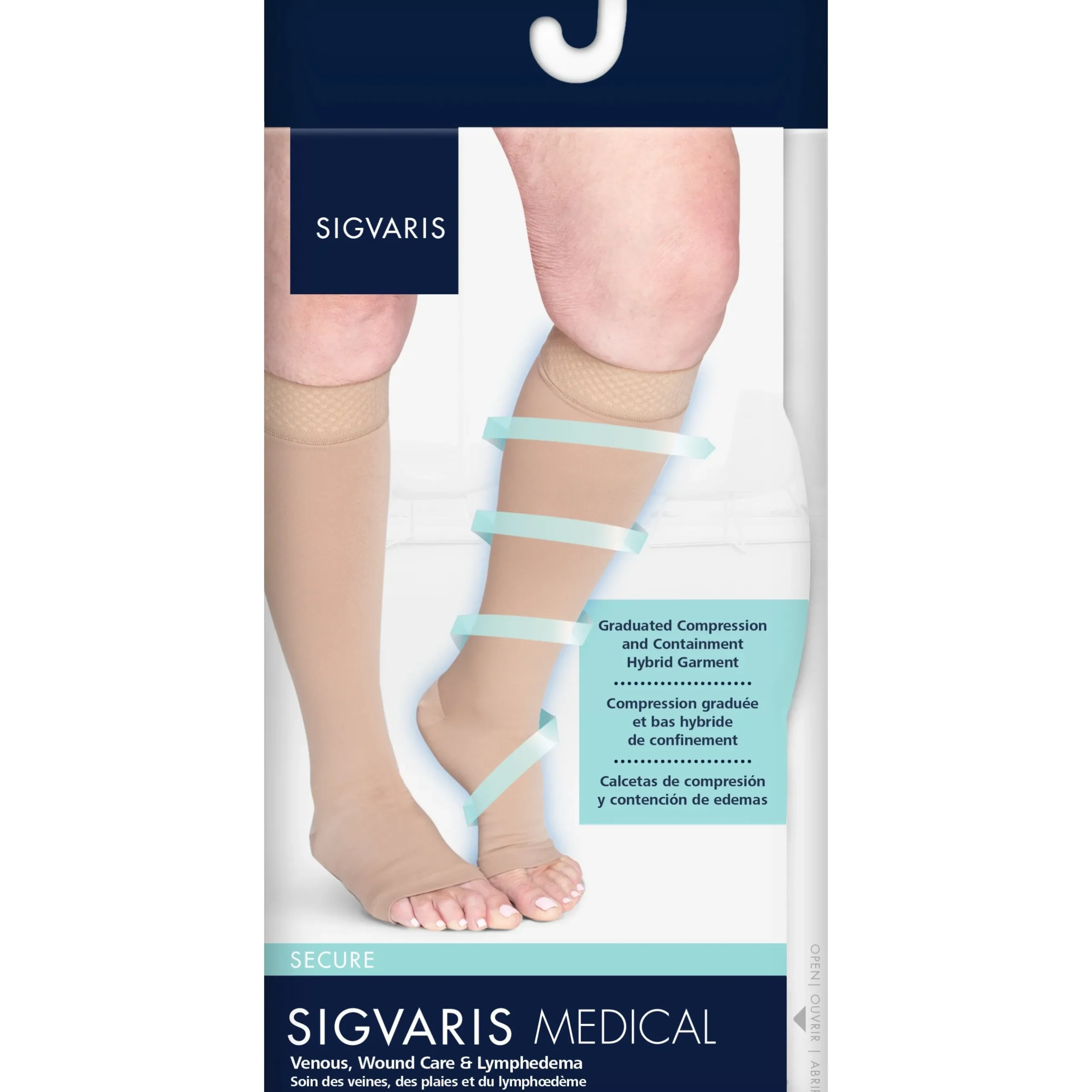 Sigvaris Secure Knee High 40-50 mmHg, Open Toe