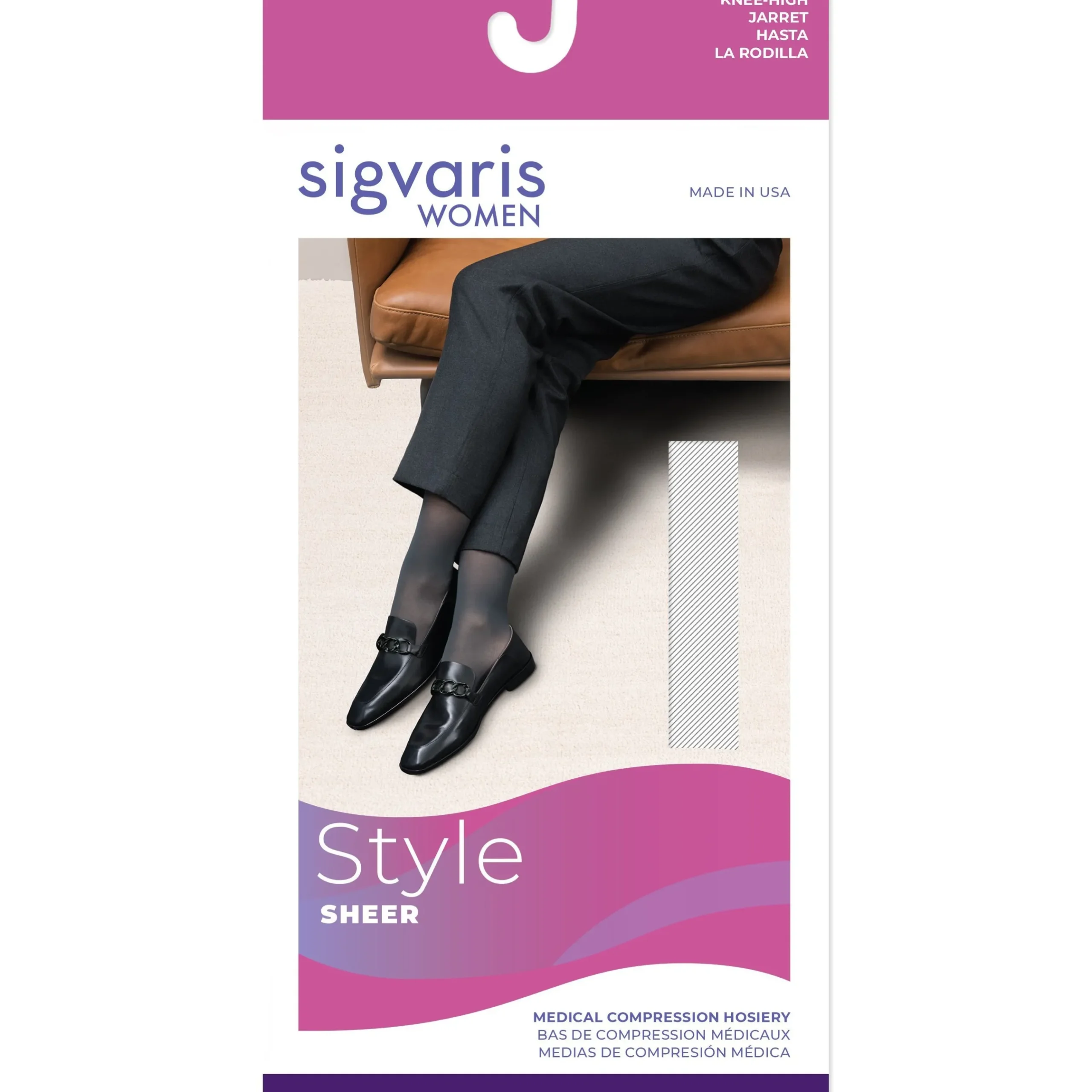 Sigvaris Sheer Women's Knee High 15-20 mmHg, Open Toe