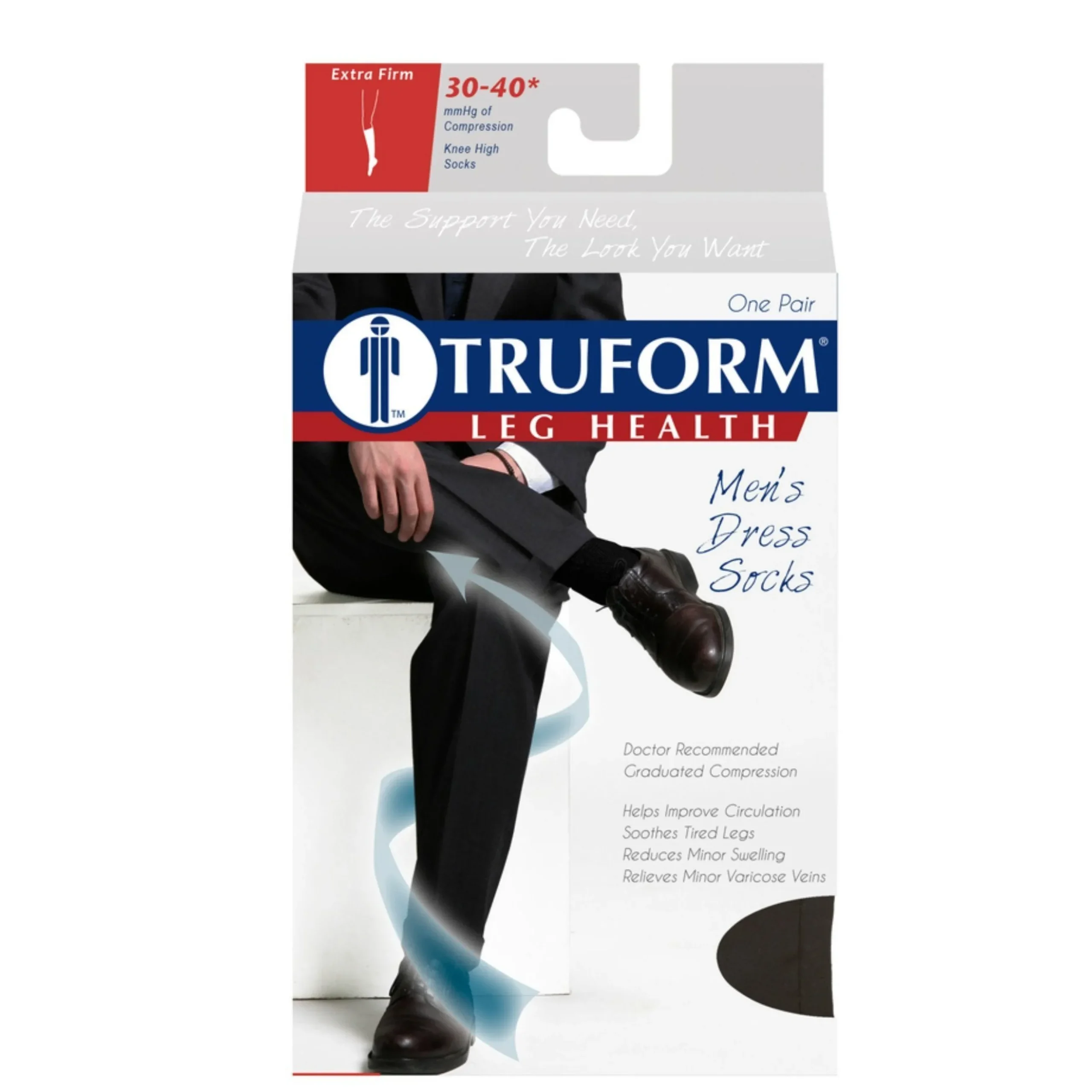 TRUFORM® Men's Dress Knee High 30-40 mmHg